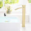 Robinet de salle de bain latéral brossé or pour lavabo, lavabo monotrou