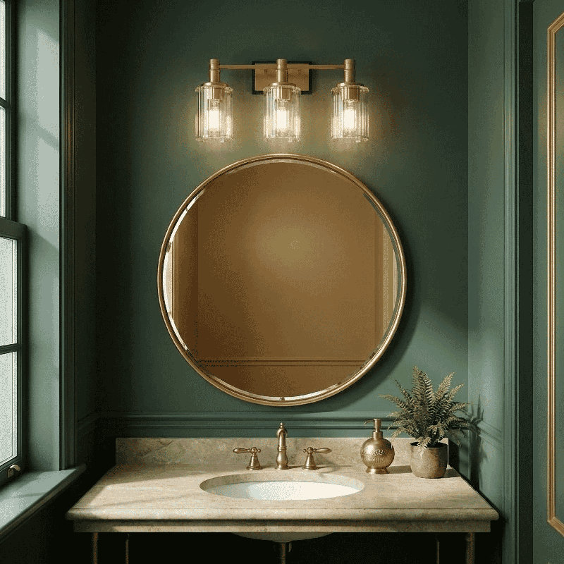  Éclairage pour salle de bain 4 lumières Concord en noir mat avec laiton chaud, Noir mat / laiton chaud, Quatre lumières