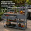 Îlot de cuisine à roulettes 62 po avec plateau en acier inoxydable, table de préparation pour barbecue modulaire et banc de rempotage avec 2 tiroirs 62 po-125764154