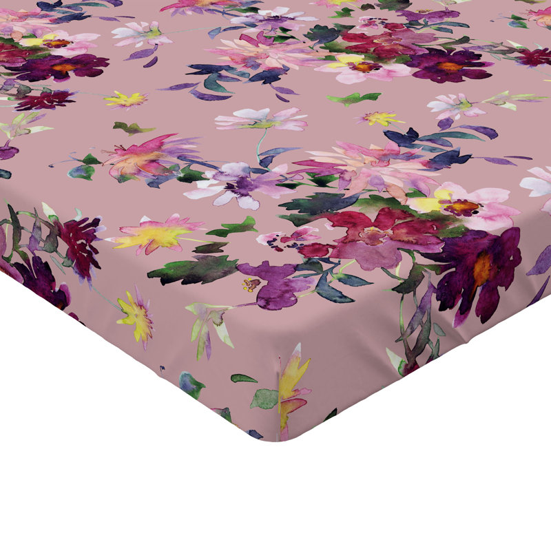 Drap-housse à motif floral Ambesonne, Rose pâle, rouge, jaune / floral, Drap-housse de taille double