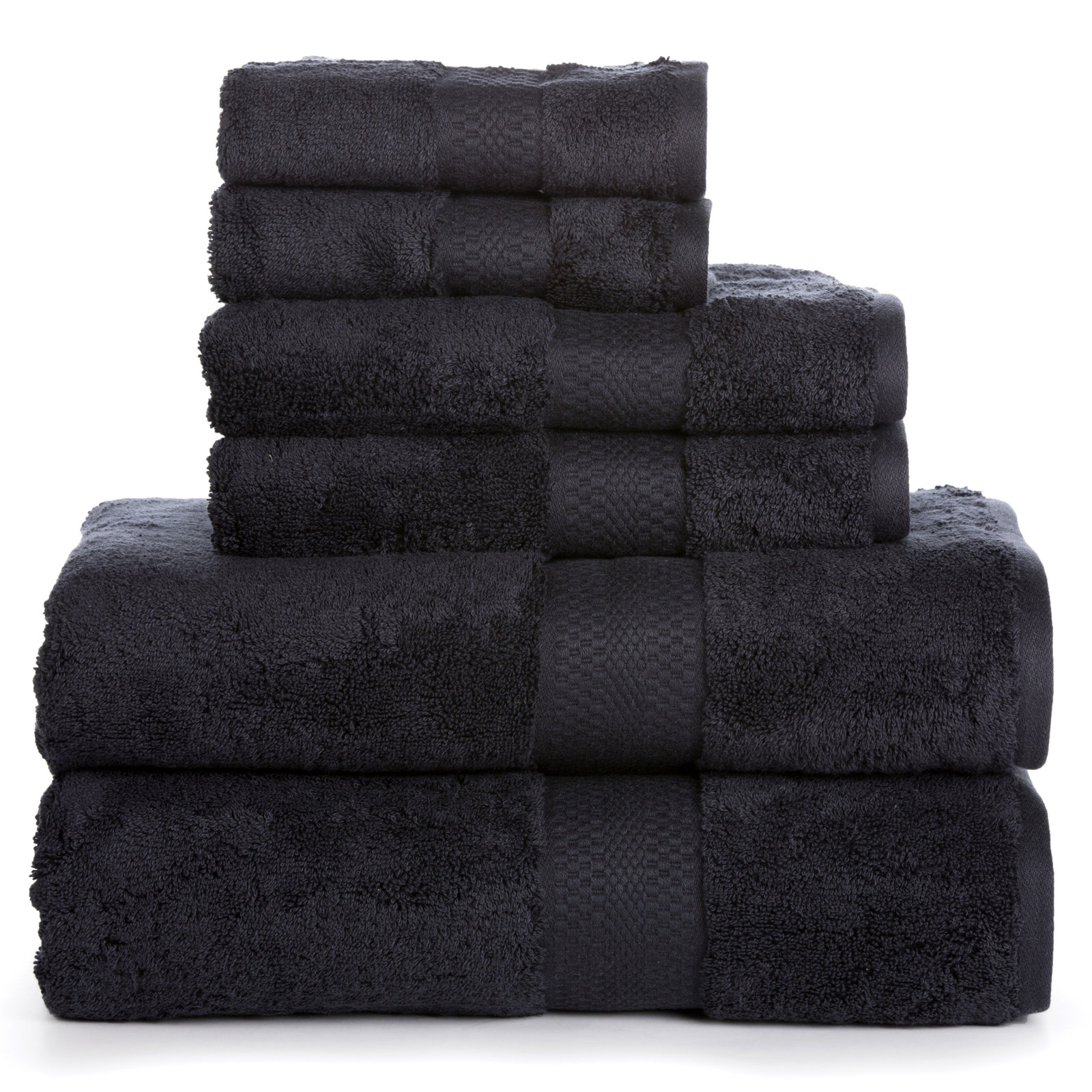 Jopie 6 Piece 100% Cotton Towel Set, Black