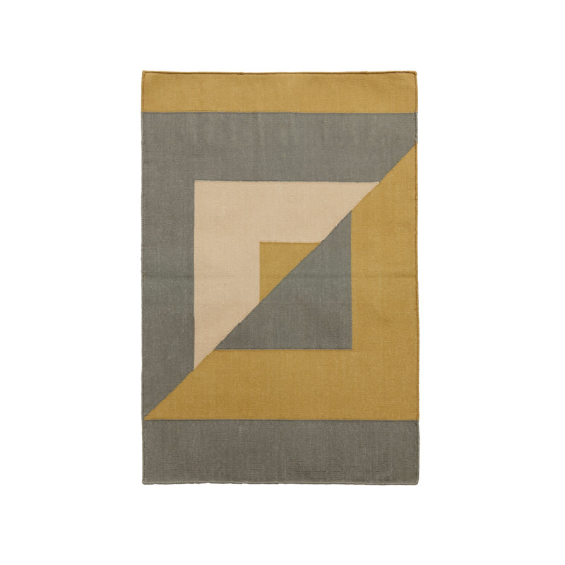 Geometric Flatweave Rectangle 5' x 7' Cotton Area Rug in Yellow/Gray