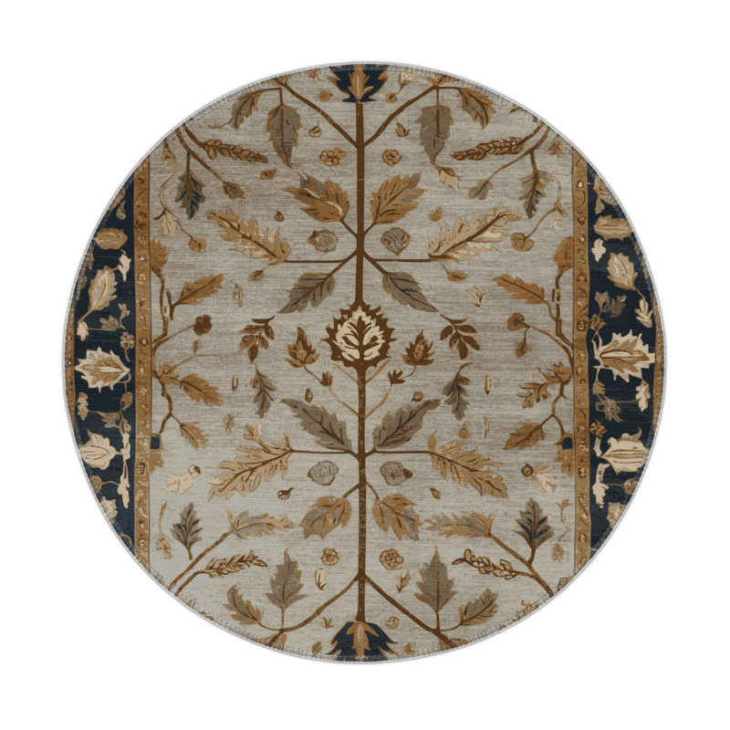 Tapis turc intérieur et extérieur gris, Rond 5 pi