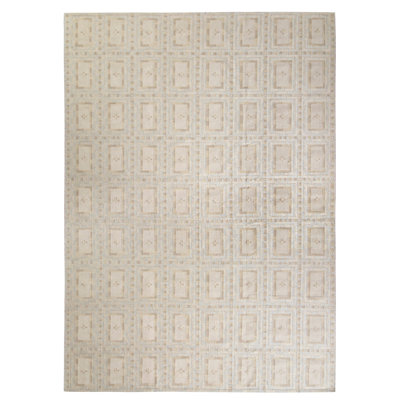 Scandinavian Hand Knotted Wool Geometric Area Rug