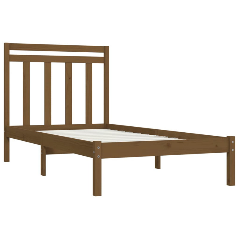 Jerika Solid Wood Bed, Honey Brown, 200 x 200cm