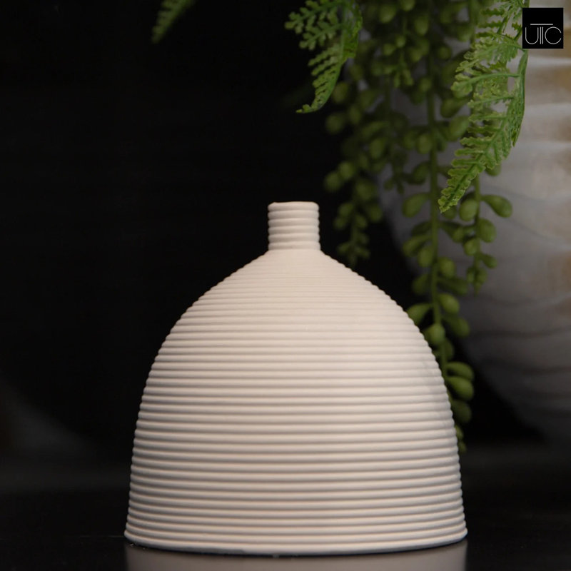 Ledbetter Ceramic Table Vase, 4.75" H x 4.75" W x 4.75" D, White