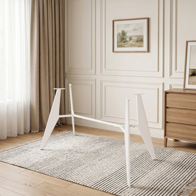 Pieds de table de salle à manger en métal, base industrielle robuste de 27,6 po de hauteur, capacité de charge de 200 kg, trous pré-percés pour les plateaux de 120 à 130 cm de long