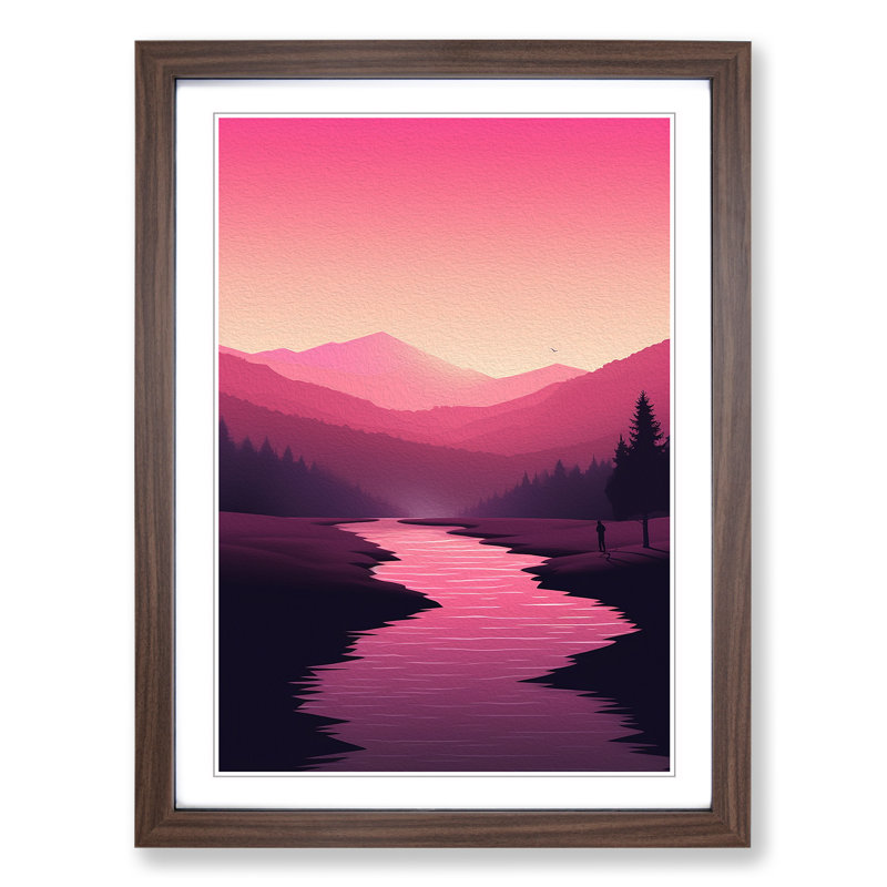 Stream Minimalism - Framed Print, 46" H x 34" W x 2" D, Walnut