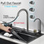 Évier de cuisine en acier inoxydable à cascade avec robinet à simple cuve 31,5 po Black Grey