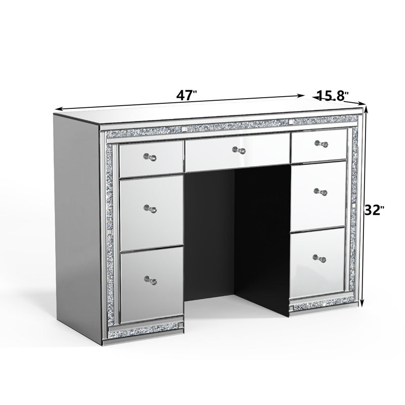Mariaha Mirrored Vanity Table 7-Drawer