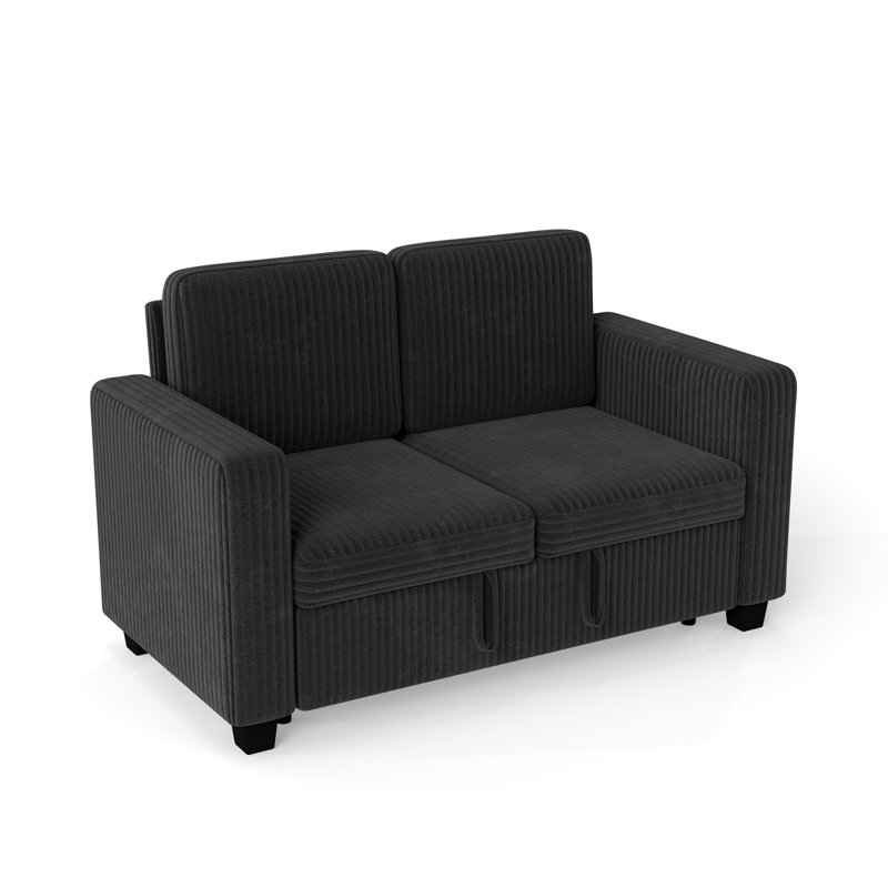Canapé-lit modulaire en velours côtelé 58,1 po, Noir