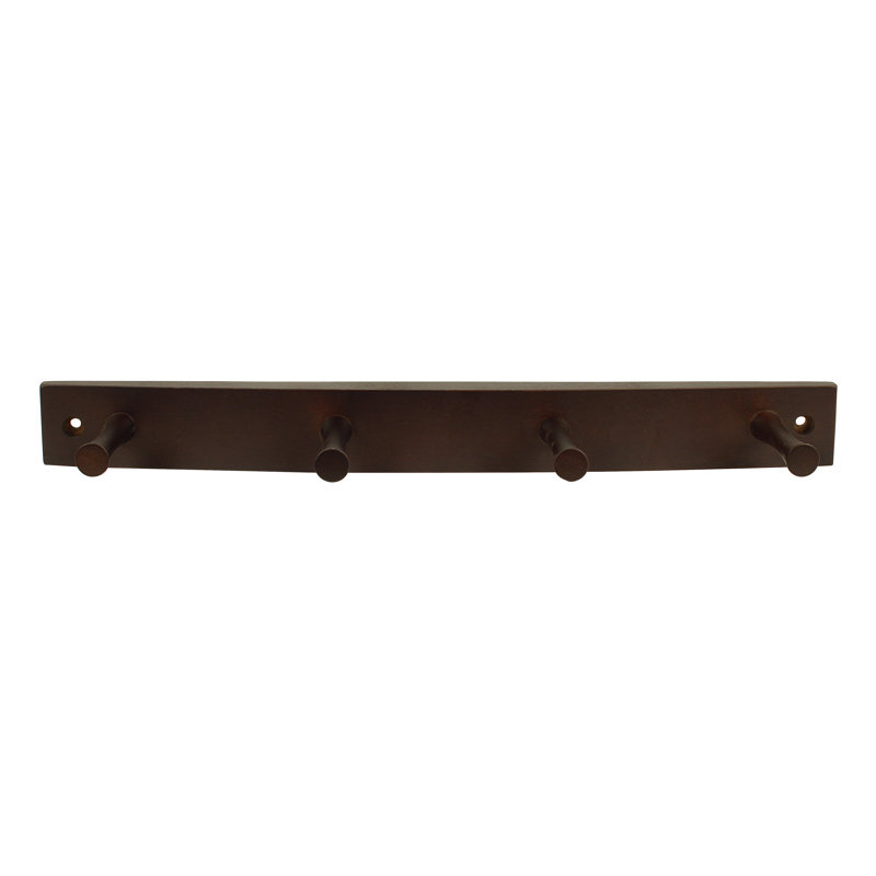 Solid Wood Wall 4 - Hook Wall Mounted Coat Rack, Coffee
