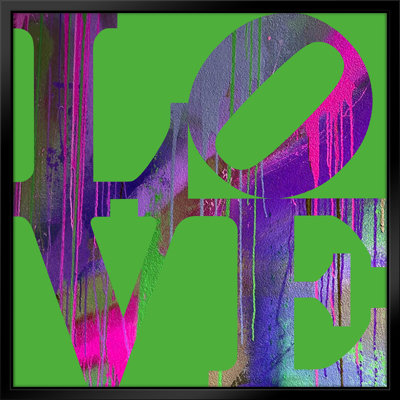 «Love Green Pop Art», estampe numérique sur toile avec cadre flottant vertical