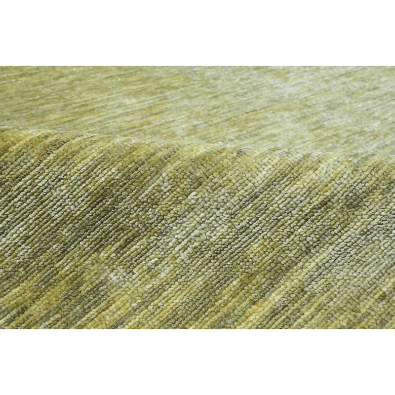 Hand Knotted Wool Area Rug in Green