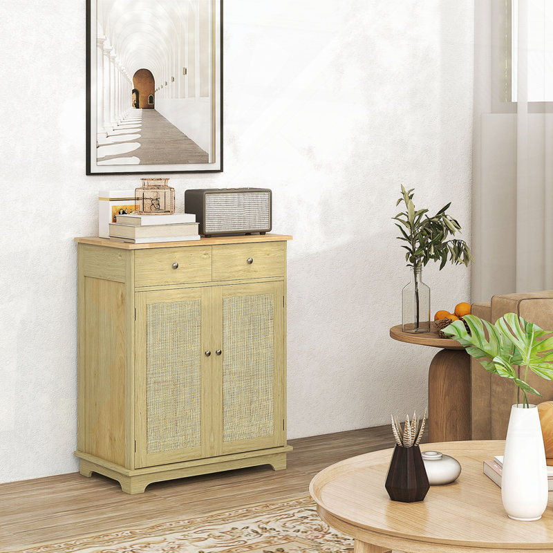 Buffet avec comptoir en bois massif et armoire à café avec 2 tiroirs et tablette réglable