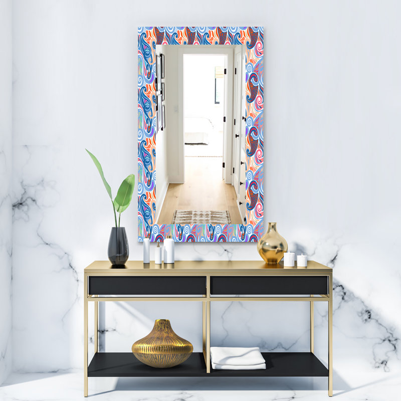 Modern Wall Mirror, 30" H x 48" W, Paisley