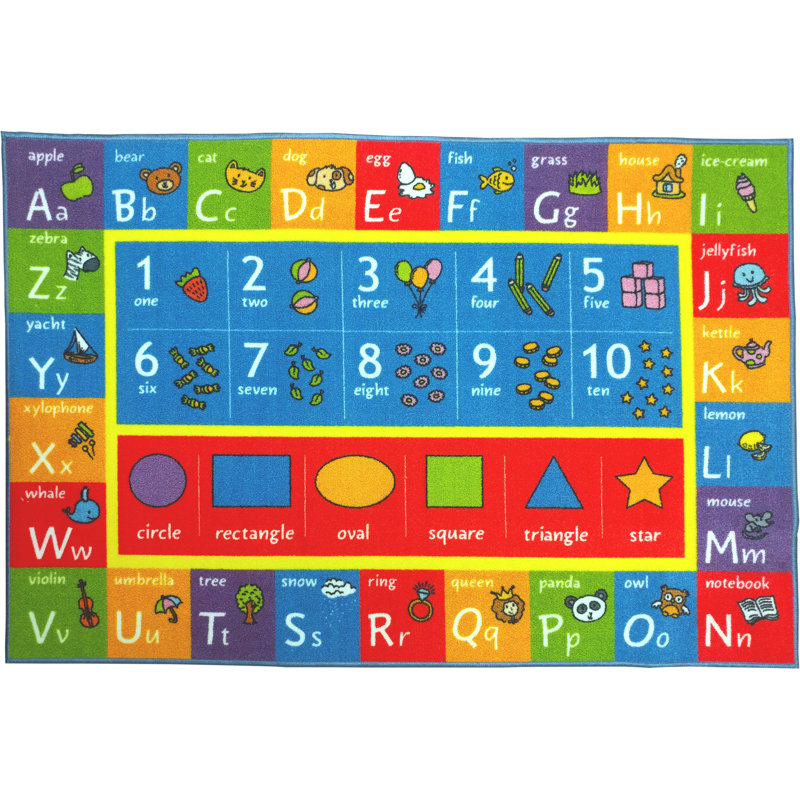 ABC Alphabet Numbers Educational Learning Game Play Non Slip Kids Rug Carpet Classroom Playroom Mat, Rectangle 3'3" x 4'7"