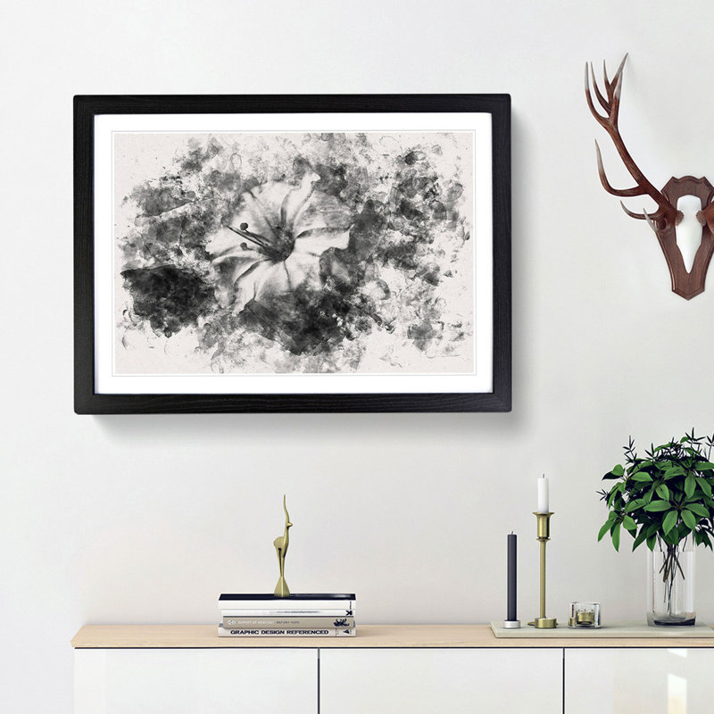 Geranium Flower - Picture Frame Painting Print, 62cm H x 87cm W x 2cm D, Black Framed