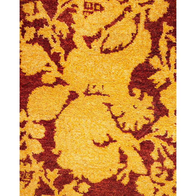 Tapis unique noué à la main rouge de 4 pi 2 po x 6 pi 2 po Keenan