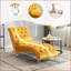 Chaise longue en velours capitonné capitonné avec coussin | Structure en bois robuste | Velours moutarde-1065734290