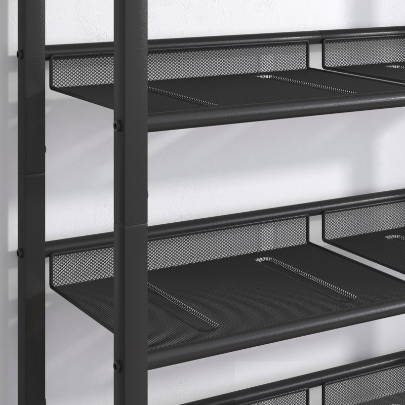 Étagère à chaussures industrielle, étagère à chaussures réglable à 5 couches de style campagnard, avec 4 tablettes en filet, convient
