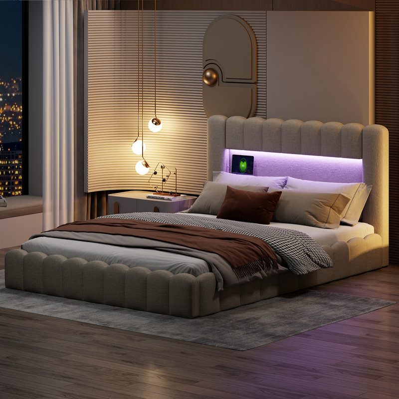Ottoman Storage Bed, Beige, Super King (6')