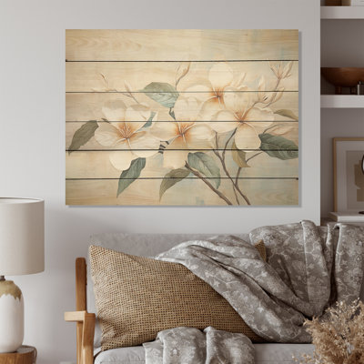 Whispers Of Plumeria Flowers - Plumeria Wood Art On Natural Pine Wood