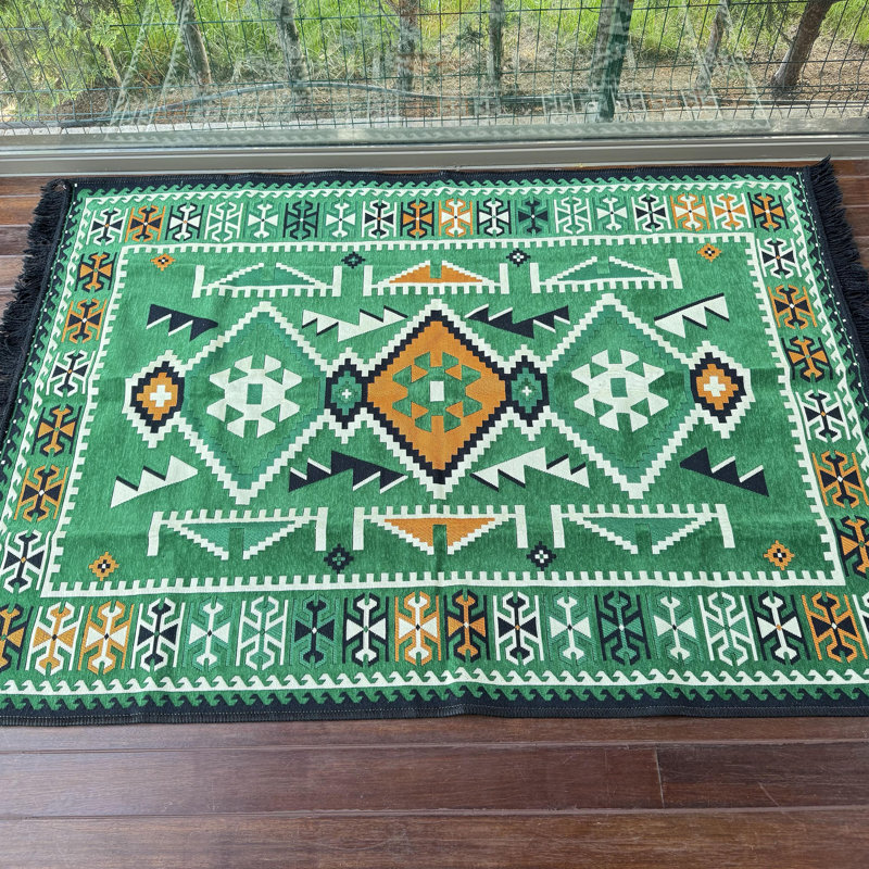 Ensemble de canapé avec repose-pieds Traditional Kilim, Vert