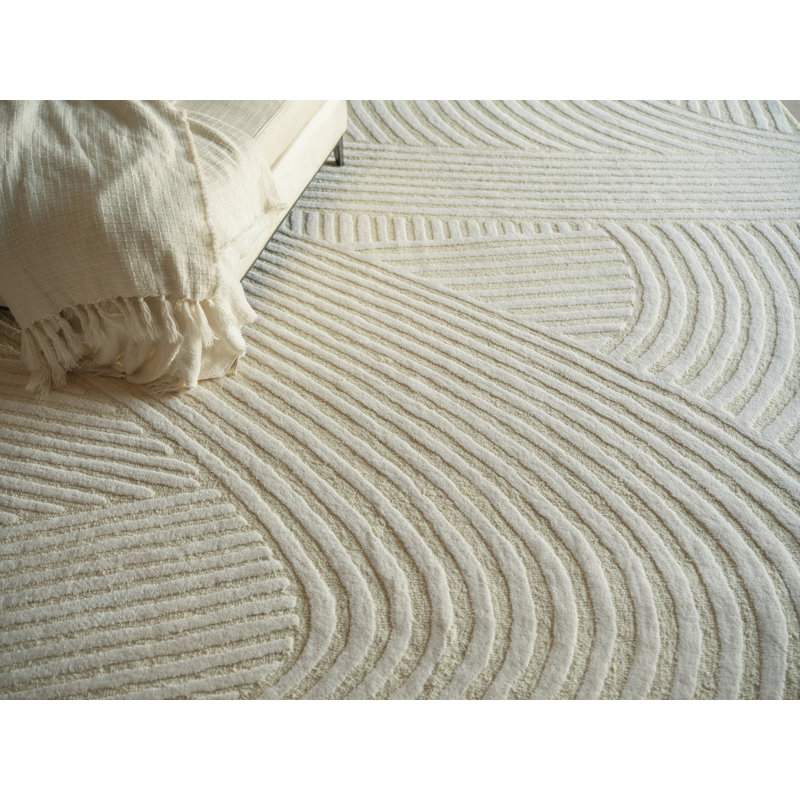 Entro Handmade New Zealand Wool Cream/Ivory Area Rug, Rectangle 14' x 18'