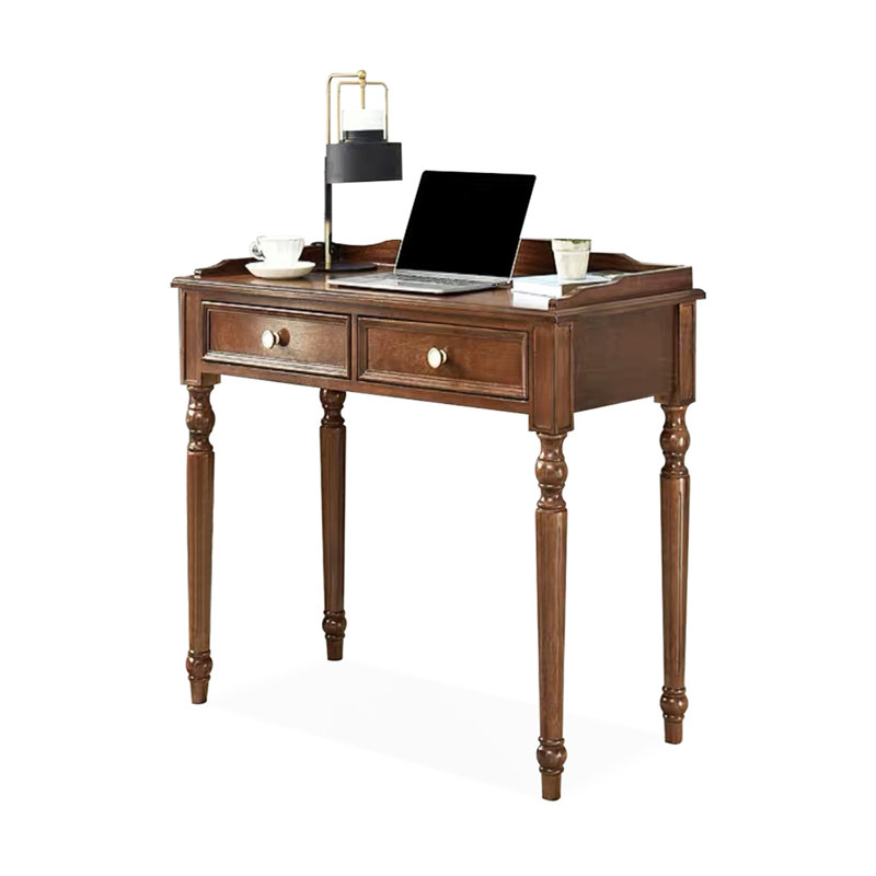 Bureau d'écriture rectangulaire en bois massif avec tiroirs Nut-brown, Nut-brown, 29.92"H*31.5"W*19.69"D