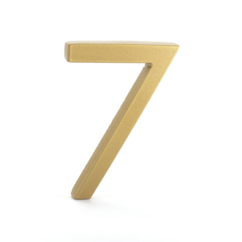 4 in. Flat Floating Mount House Number, Gold, 7