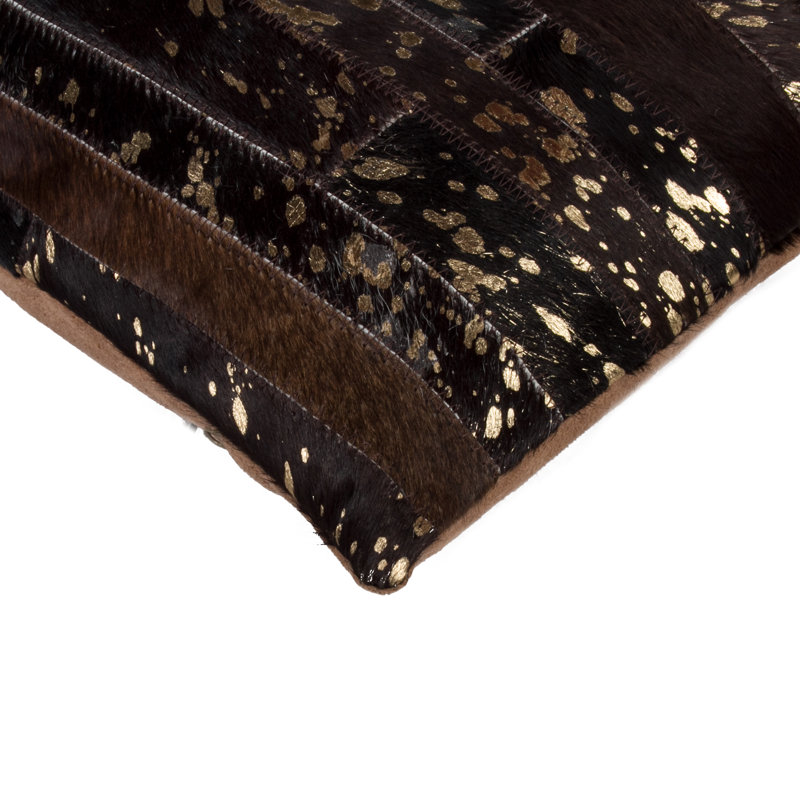  Coussin en cuir de vache, Chocolat, 12 po x 20 po