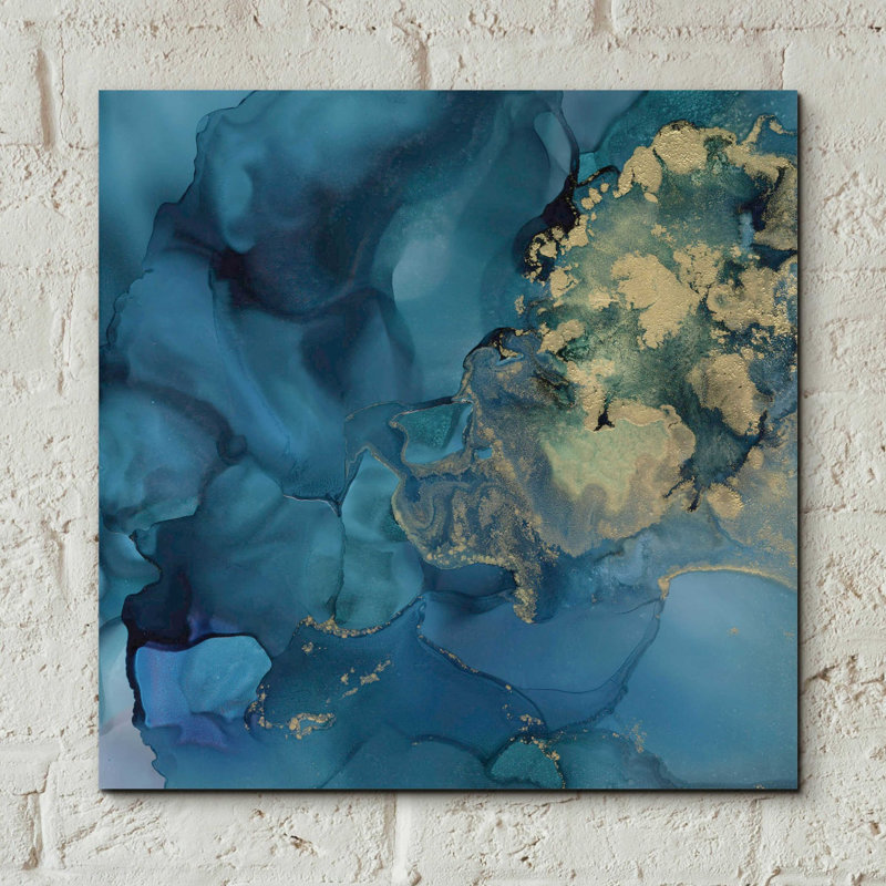 «Aquamarine Drift II» par Victoria Borges, art mural acrylique, H 12 po x l 12 po x P 0,13 po