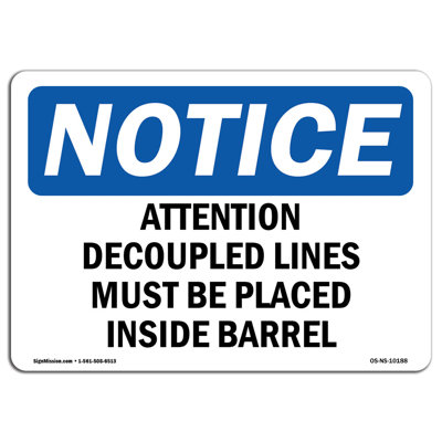 Attention Decoupled Lines Must Be Placed Aluminum Sign 12 x 18