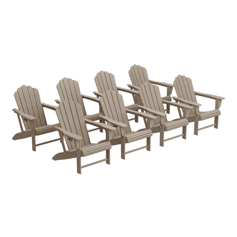 Chaise Adirondack d'extérieur en poly (ensemble de 8), Tanné