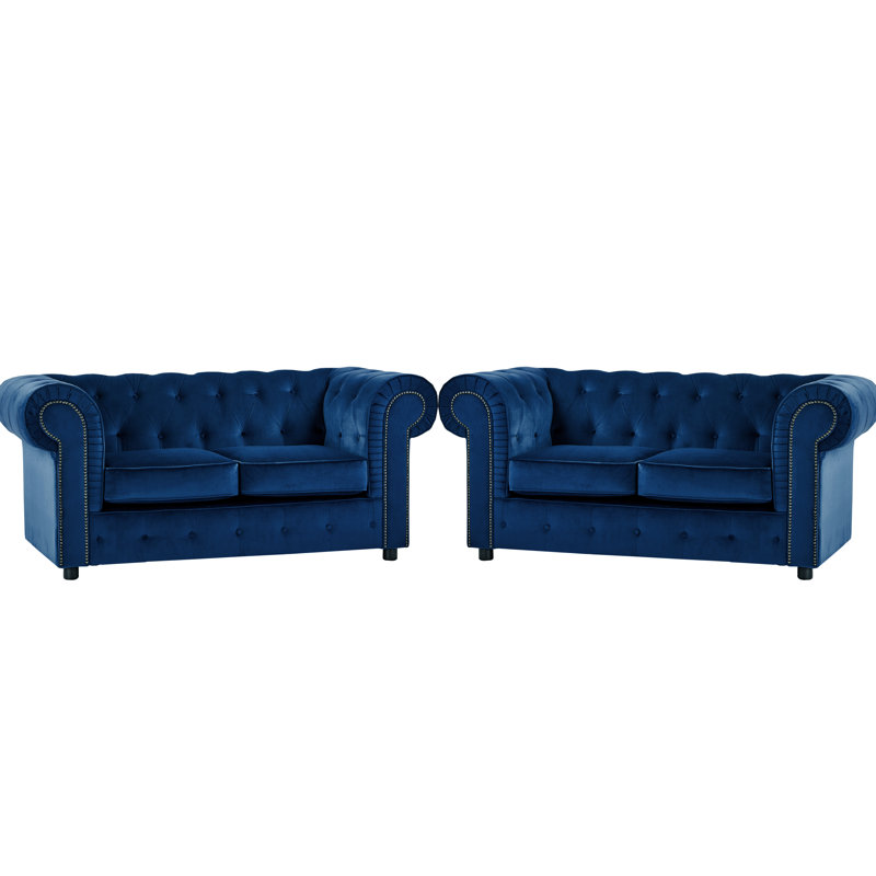 Aaron 2 - Piece Velvet Sofa Set, Navy