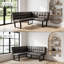 Corner Bench Dining Set, 110cm Grey Table with L-Shaped Upholstered Corner Sofa and Dining Bench, 300kg Capacity for Kitchen, Dining Room-1427695211