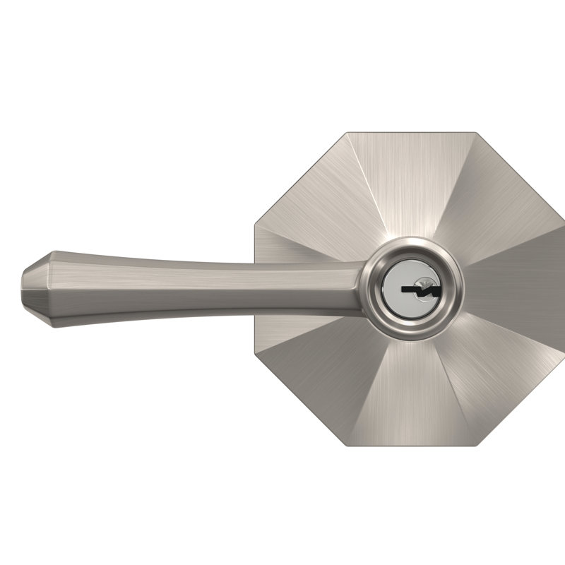 Dempsey Keyed Entry Lever with Rosewood Trim, Yes, Keyed Alike, Satin Nickel