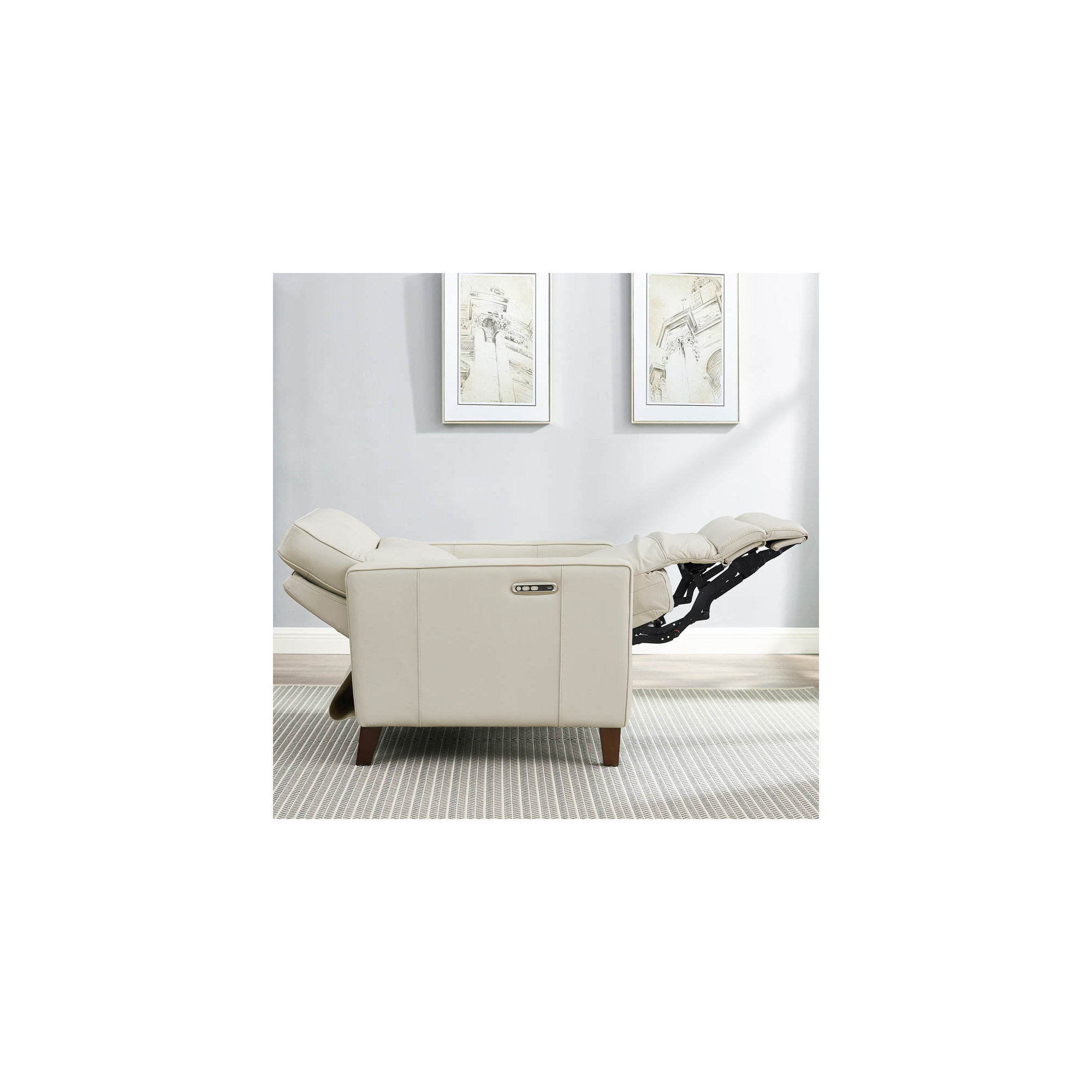 Ashby Recliner, Vanilla Genuine Leather