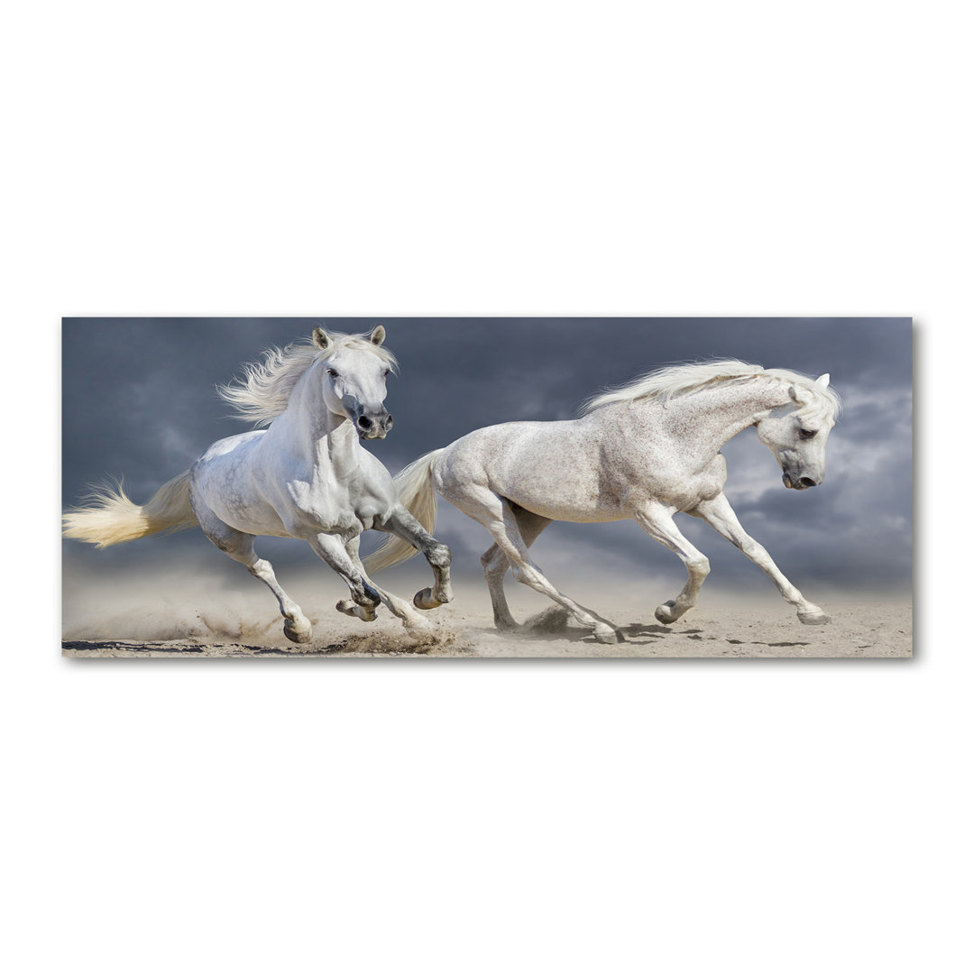 Glasbild White Horses Beach