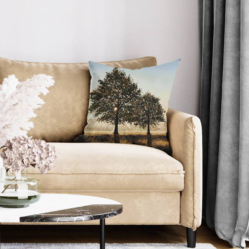 Trees in the countryside - 20"x20" Throw pillow - Poly twill - Print on demand, 20" x 20"