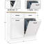 Armoire à ordures à double basculement double, rangement pour poubelle cachée à l'épreuve des animaux de compagnie de 20 gallons, organisateur autoportant moderne en bois blanc pour la cuisine et la lessive