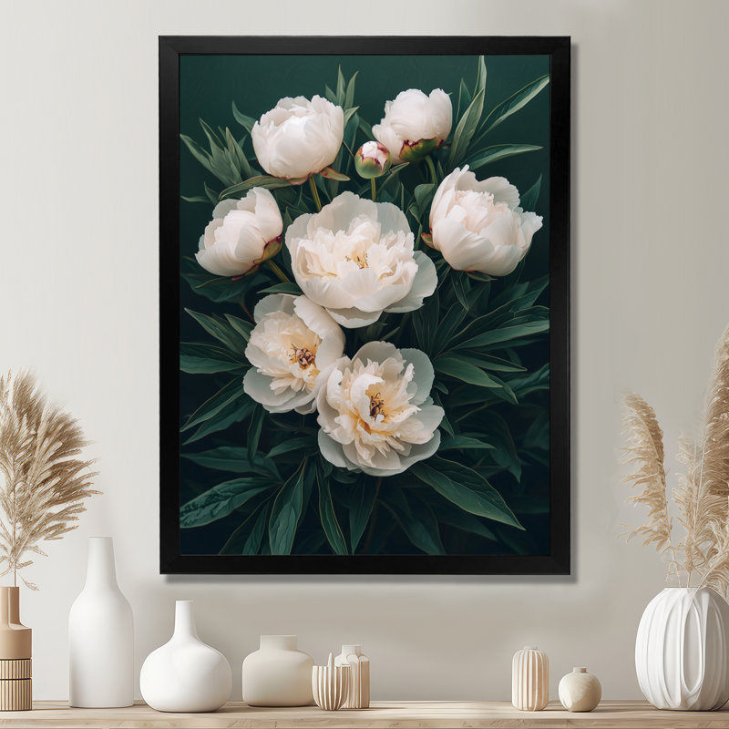 Beese - Floral Canvas Wall Art, H 44 po x l 34 po, Noir, noir, noir, noir, Reproduction encadrée sans passe-partout
