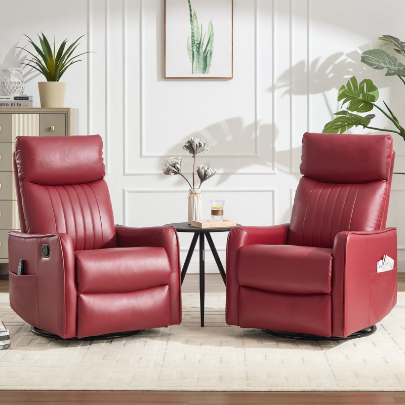 26.37" W Manual Swivel Rocker With Massage Heating, Red