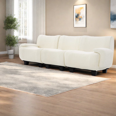 Boneless Space-saving Chenille Sofas, Modern Beige Living Room Couch With Plush Comfort