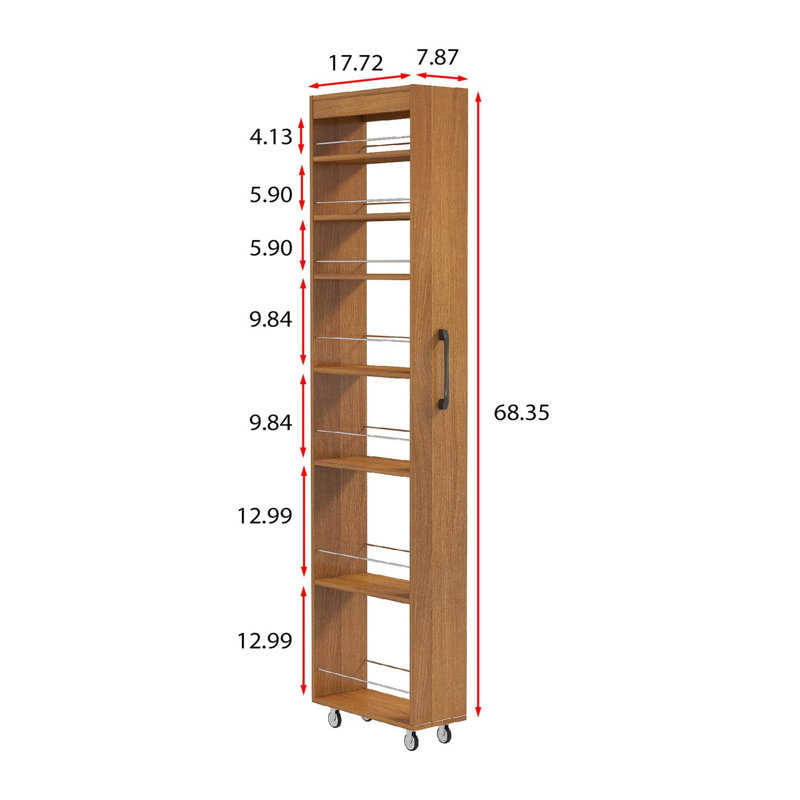 Chariot de rangement à 7 niveaux à roulettes - Organisateur mobile coulissant pour la cuisine, le garde-manger et les espaces étroits