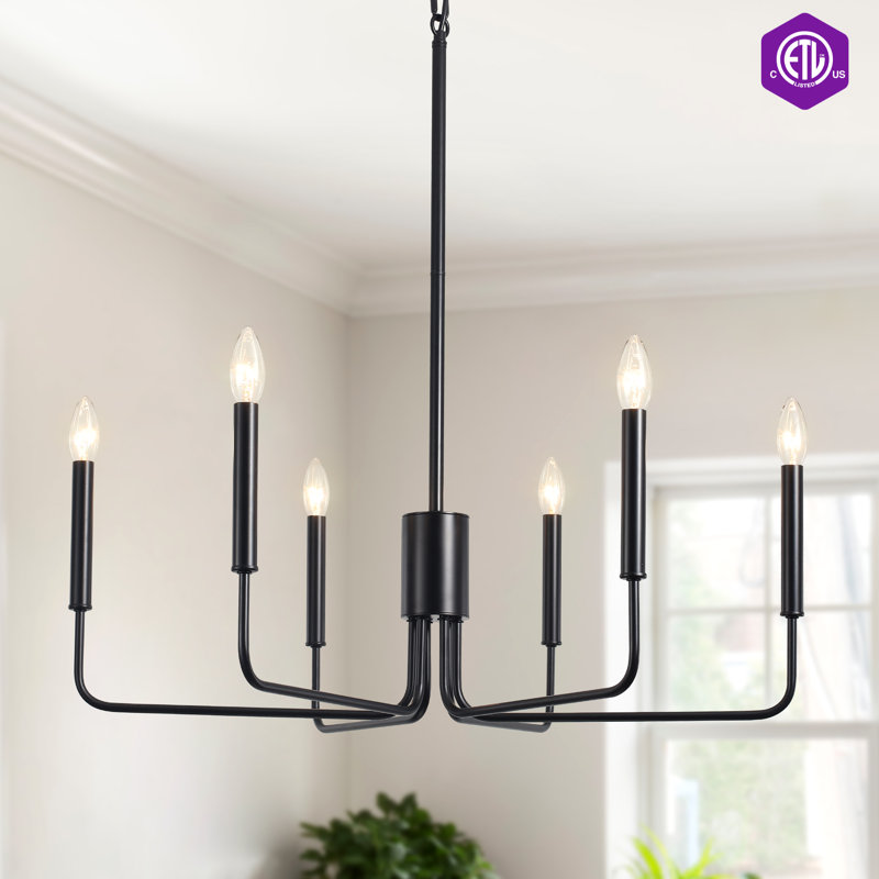 Roxsanne 6 Light Dimmable Classic / Traditional Chandelier Rustic Linear Candle-Style Kitchen Island Light Fixture, 6 Lights