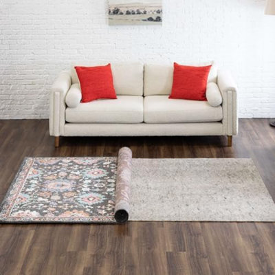 2' 6" X 4' Non Slip Grip Rug Pad 1/4" Thick Dual Surface Felt Cushion + Rubber Gripper - Safe For All Floors