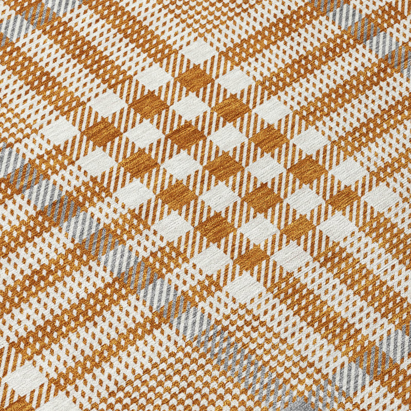 Paprika Plaid Flat Woven Synthetic Indoor/Outdoor Rug