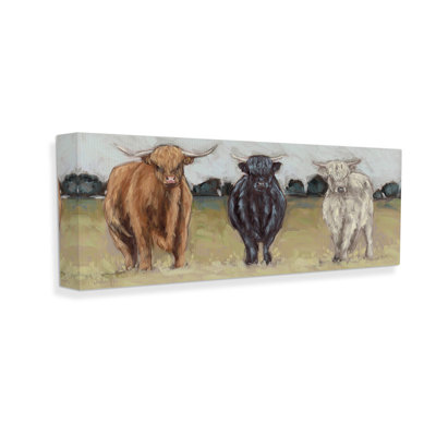 Cattle Trio in Pasture Canvas Wall Art by Sara G. Designs